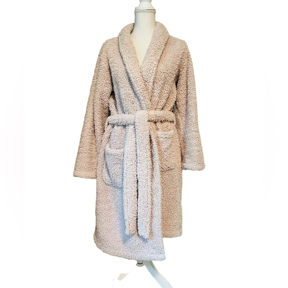 POTTERY BARN BEIGE TEDDY ROBE EST SIZE LARGE - Picture 1 of 9